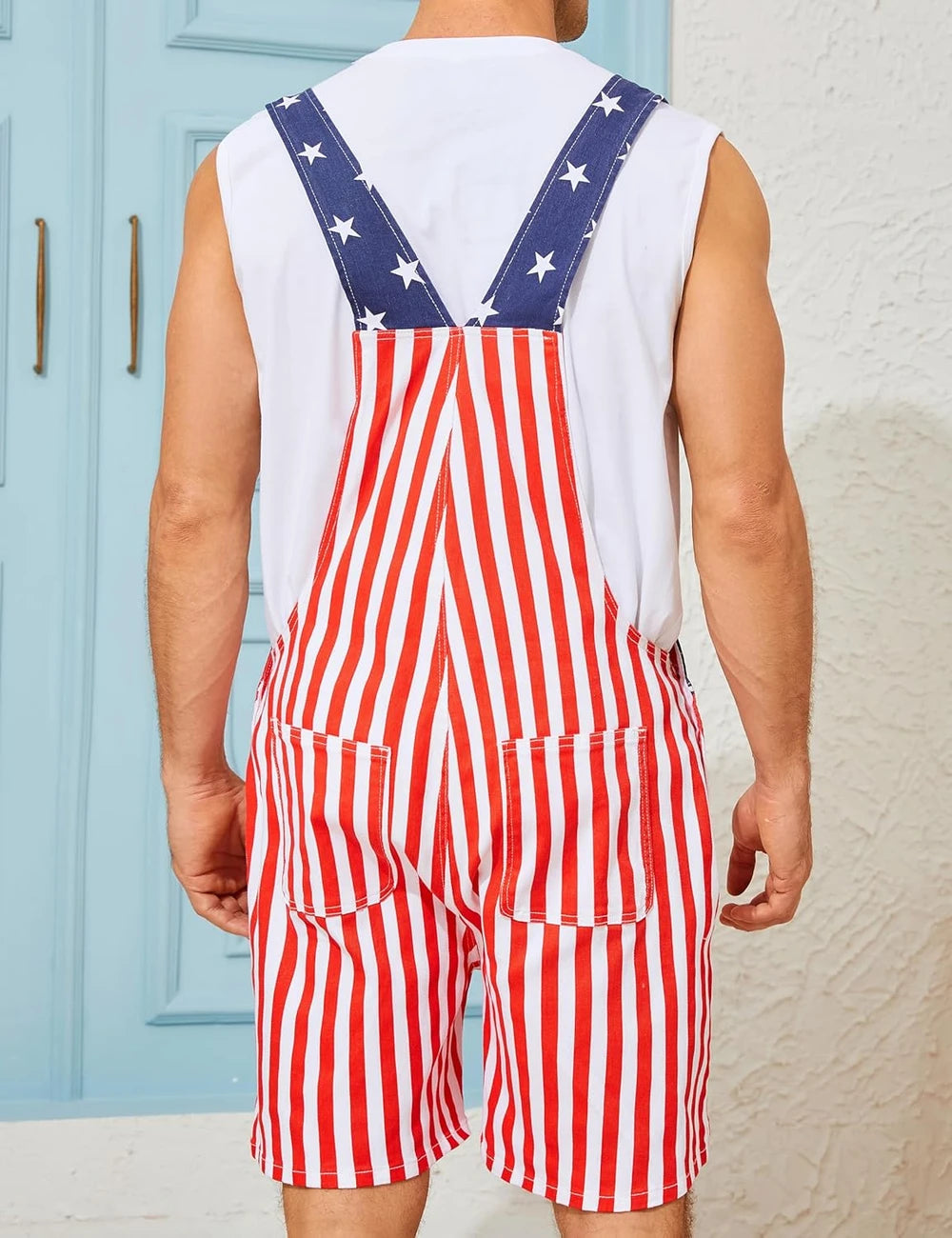 American Flag Short Overalls